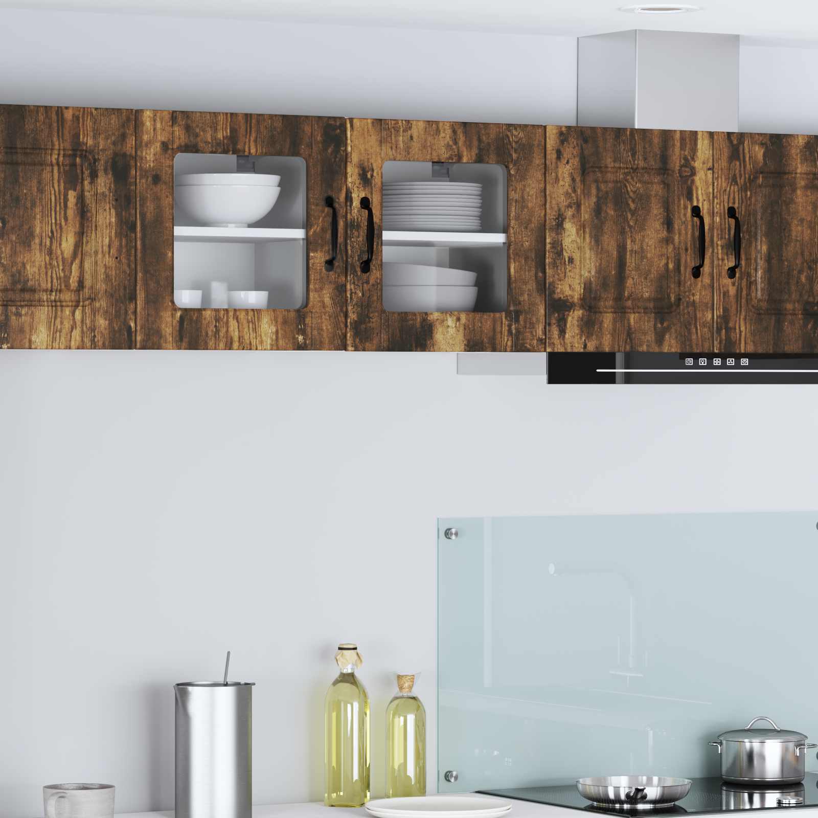 Mobile da cucina con porta 2 pz-Set di 2 Armadio da cucina Rovere fum¨¦ 40 x 31 x 40 cm 596367