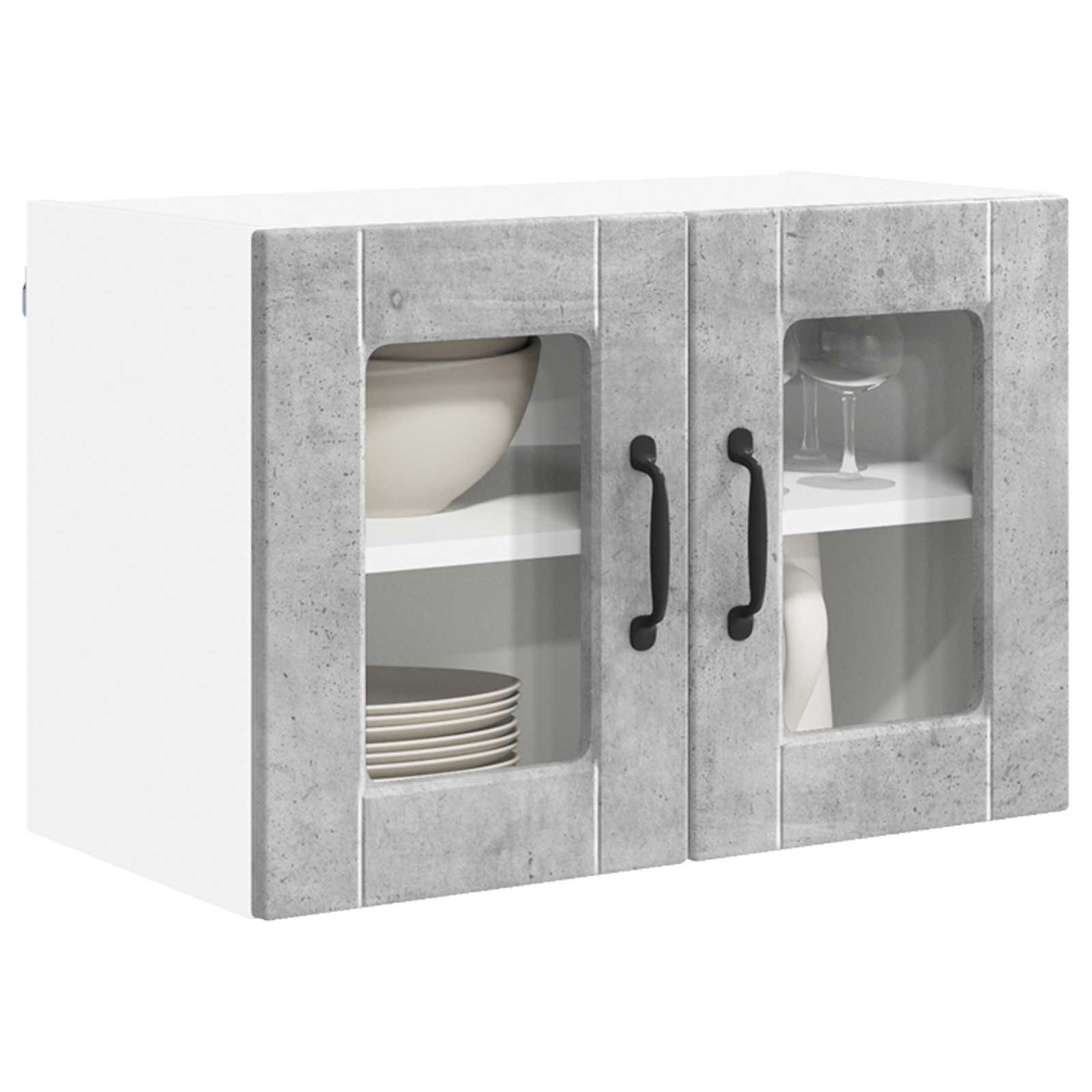 Mobile da cucina con porta 2 pz-Set di 2 Armadio da cucina Grigio cemento 60 x 31 x 40 cm 270992