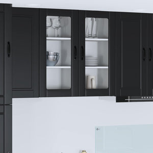 Mobile da cucina 2 pz-Set di 2 Armadio da cucina Nero 40 x 31 x 80 cm Legno multistrato 258770