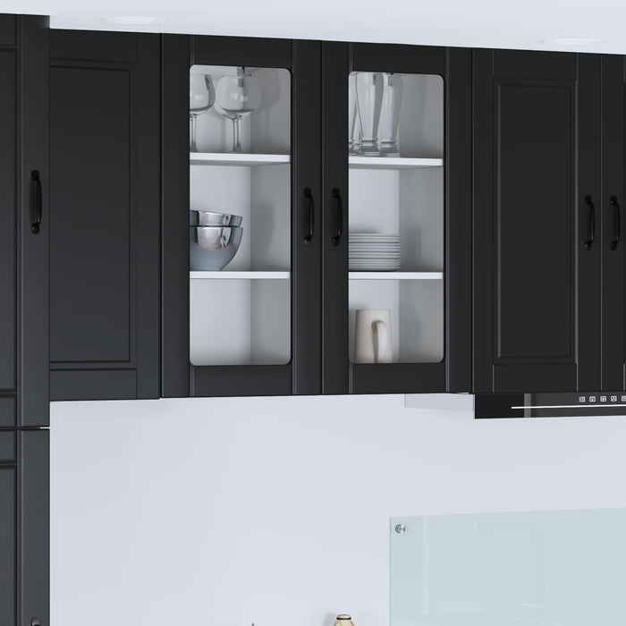Mobile da cucina 2 pz-Set di 2 Armadio da cucina Nero 40 x 31 x 80 cm Legno multistrato 258770