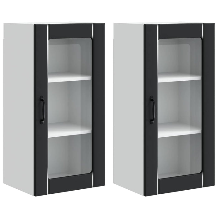 Mobile da cucina 2 pz-Set di 2 Armadio da cucina Nero 40 x 31 x 80 cm Legno multistrato 258770