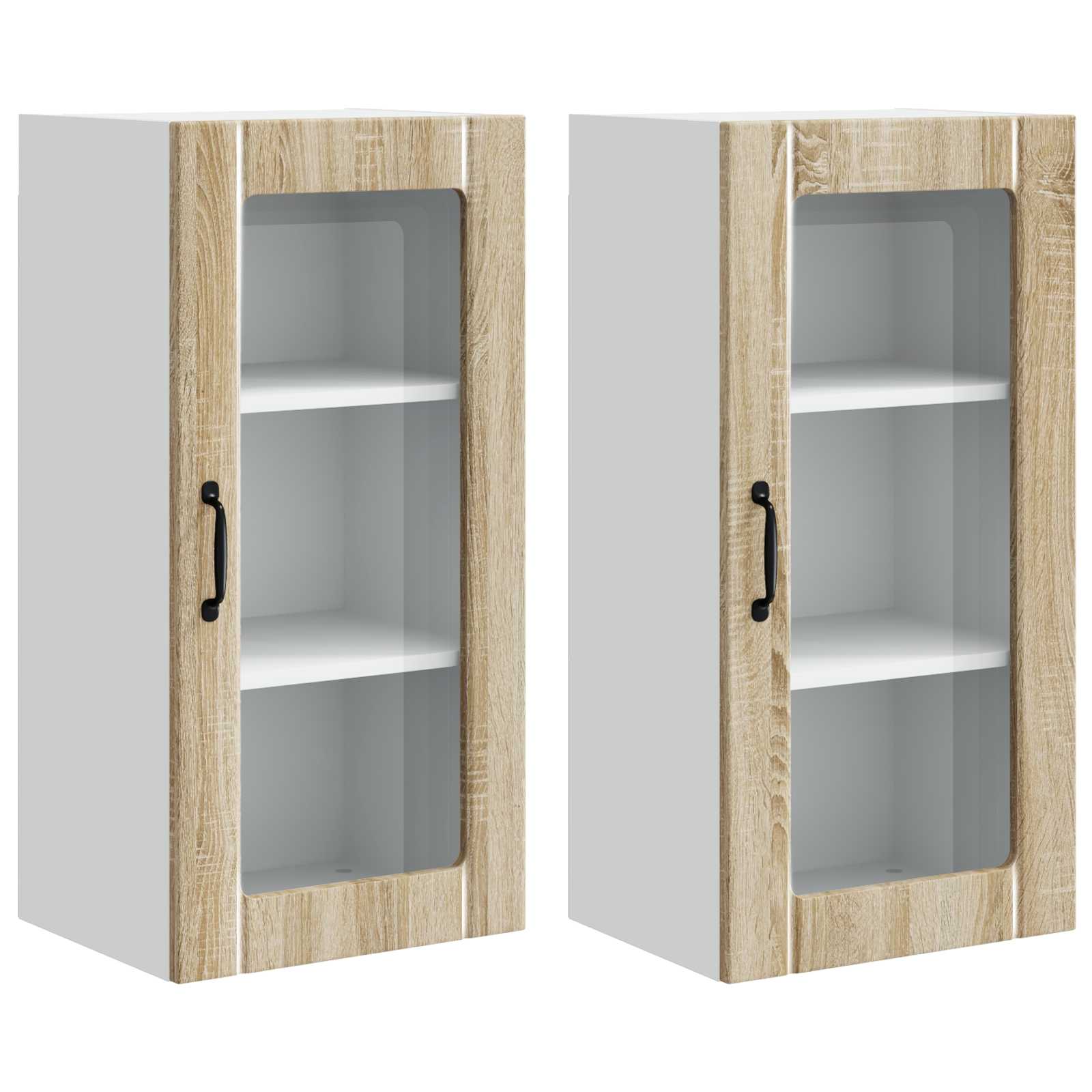 Mobile da cucina con porta 2 pz-Set di 2 Armadio da cucina Rovere Sonoma 40 x 31 x 80 cm