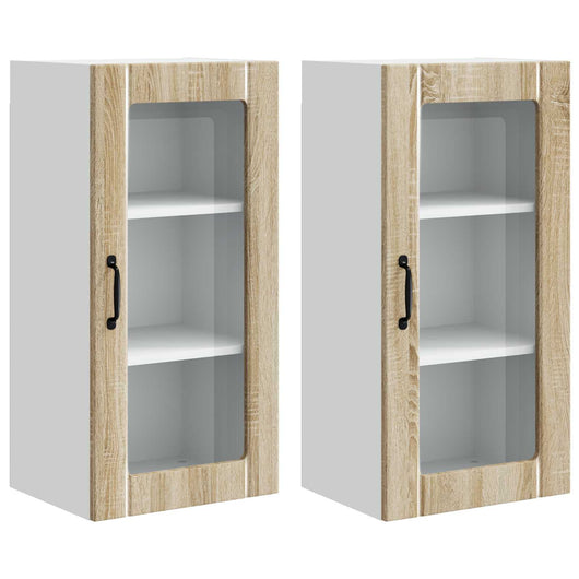 Mobile da cucina con porta 2 pz-Set di 2 Armadio da cucina Rovere Sonoma 40 x 31 x 80 cm
