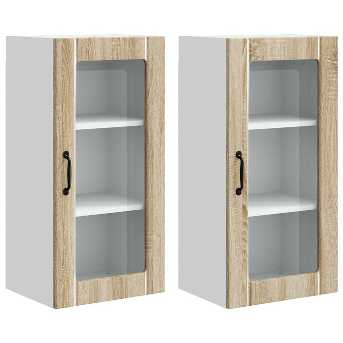 Mobile da cucina con porta 2 pz-Set di 2 Armadio da cucina Rovere Sonoma 40 x 31 x 80 cm