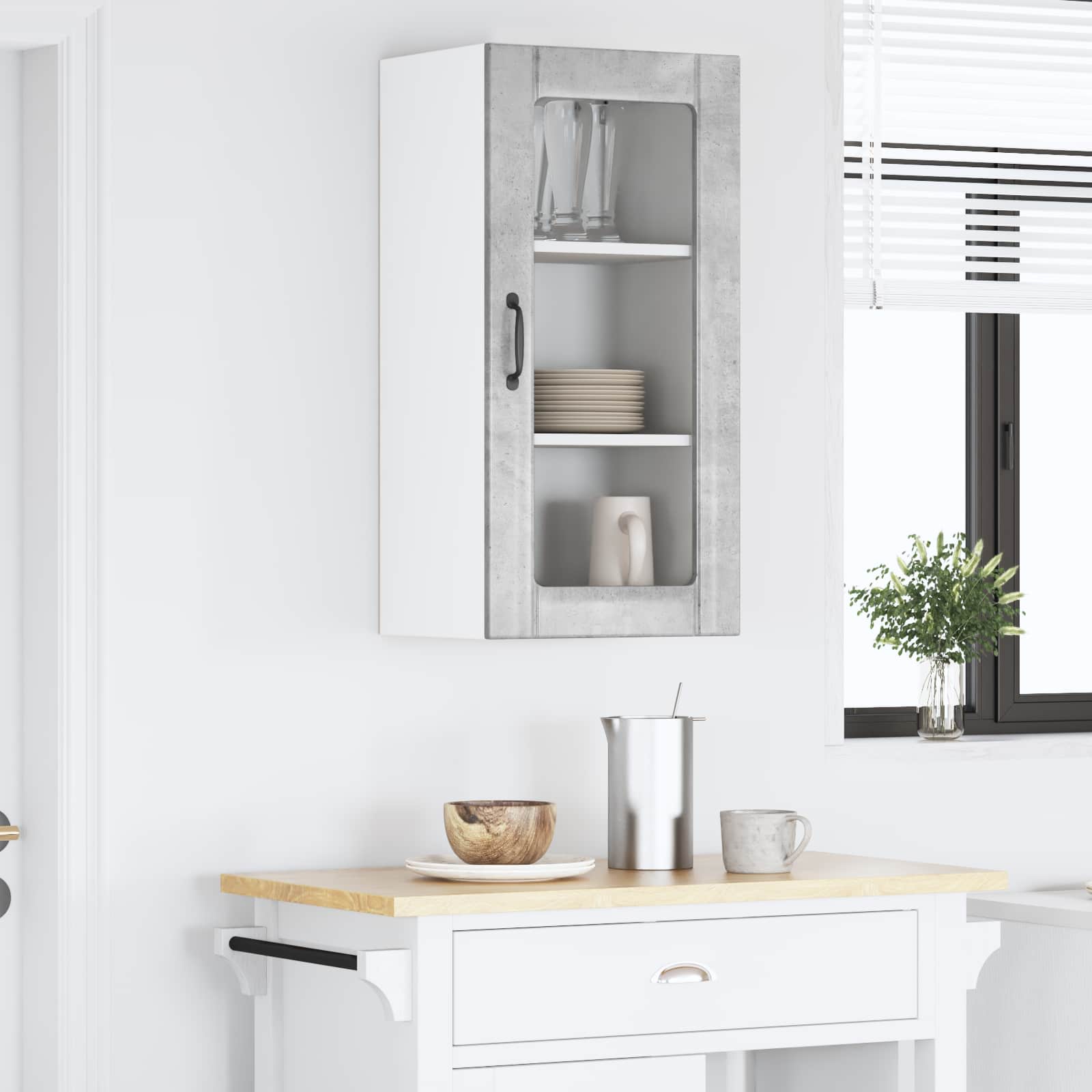 Mobile da cucina con lo scaffale Grigio cemento 40 x 31 x 80 cm 885341