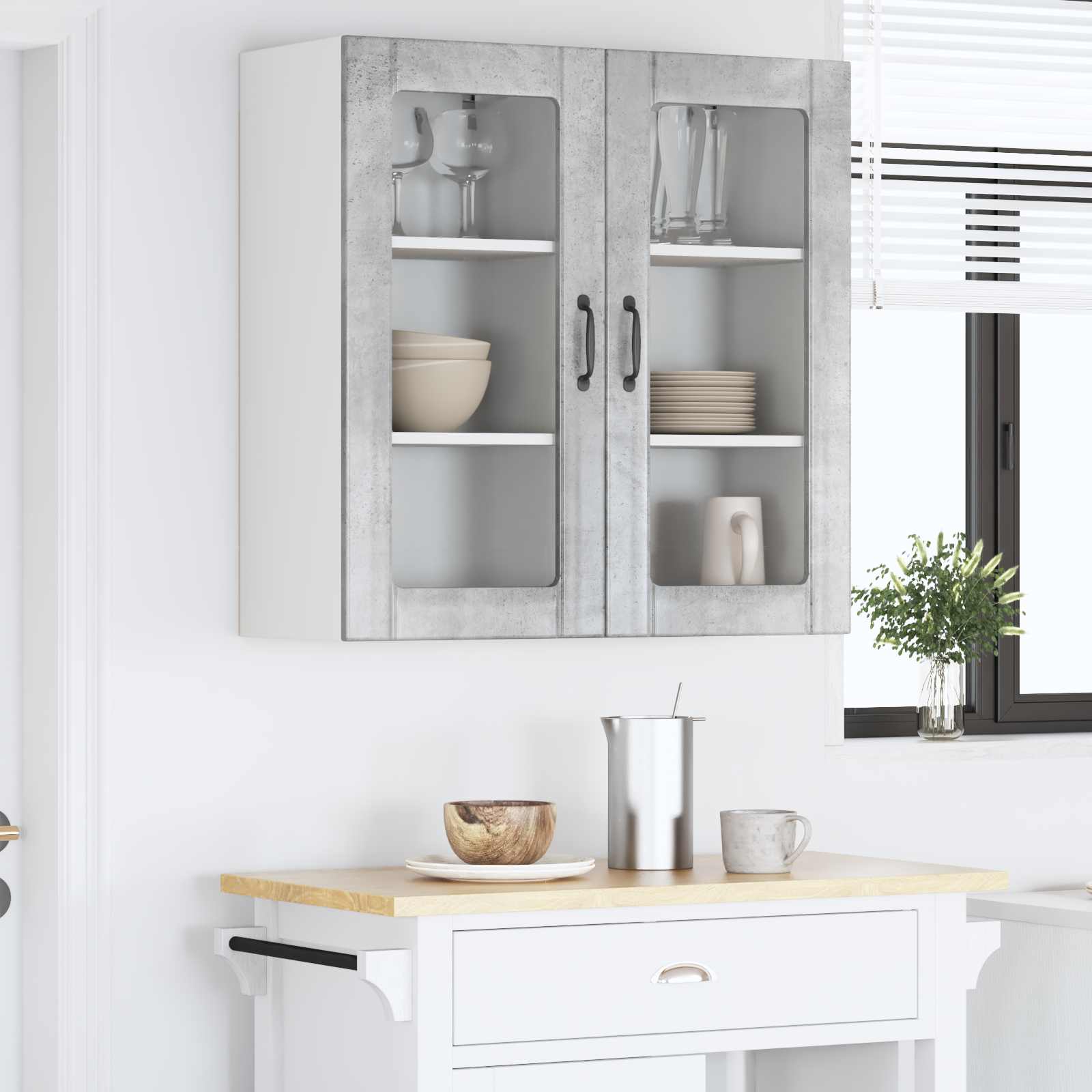 Mobile da cucina con porta 2 pcs Grigio cemento 40 x 31 x 80 cm 885342