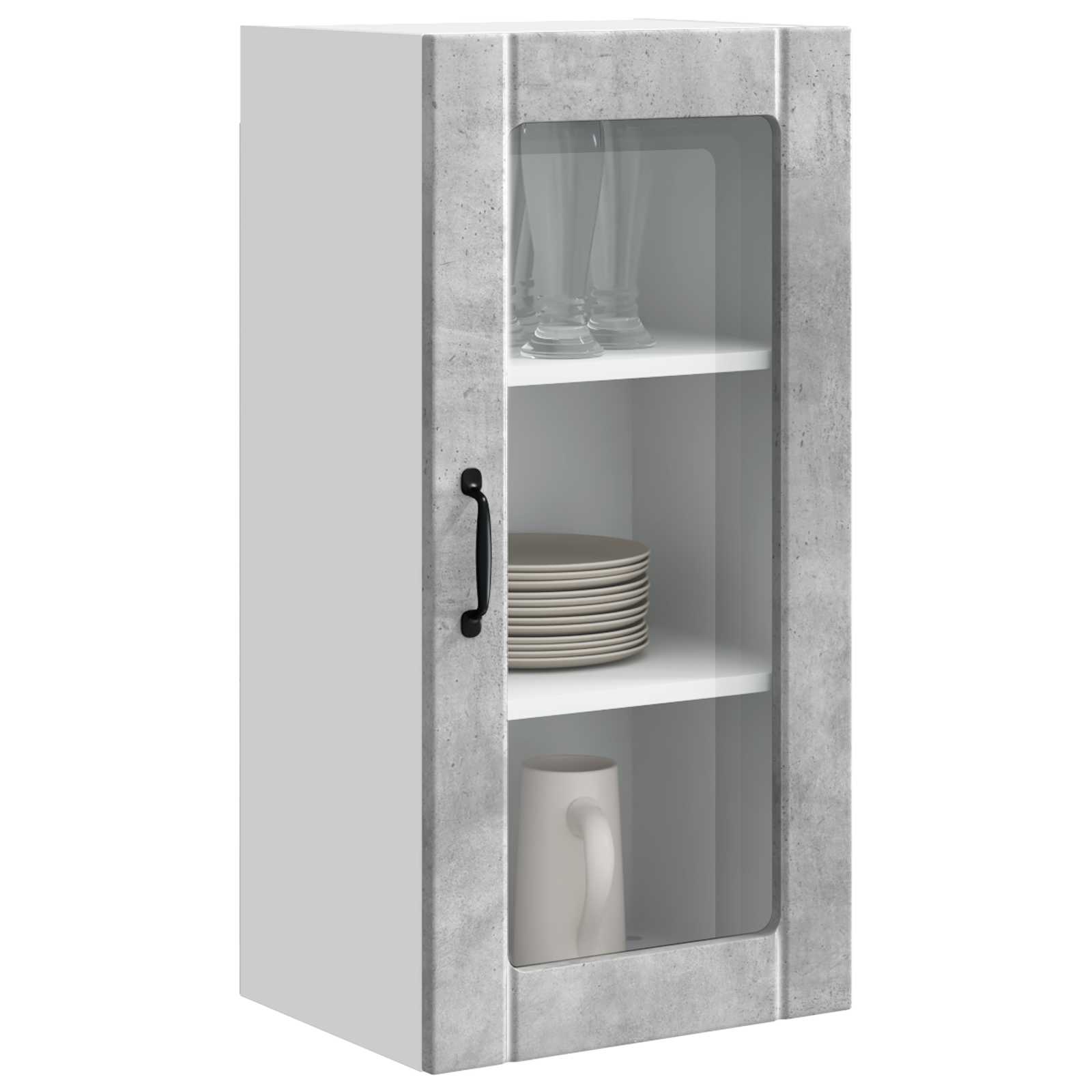 Mobile da cucina con porta 2 pz-Set di 2 Armadio da cucina Grigio cemento 40 x 31 x 80 cm