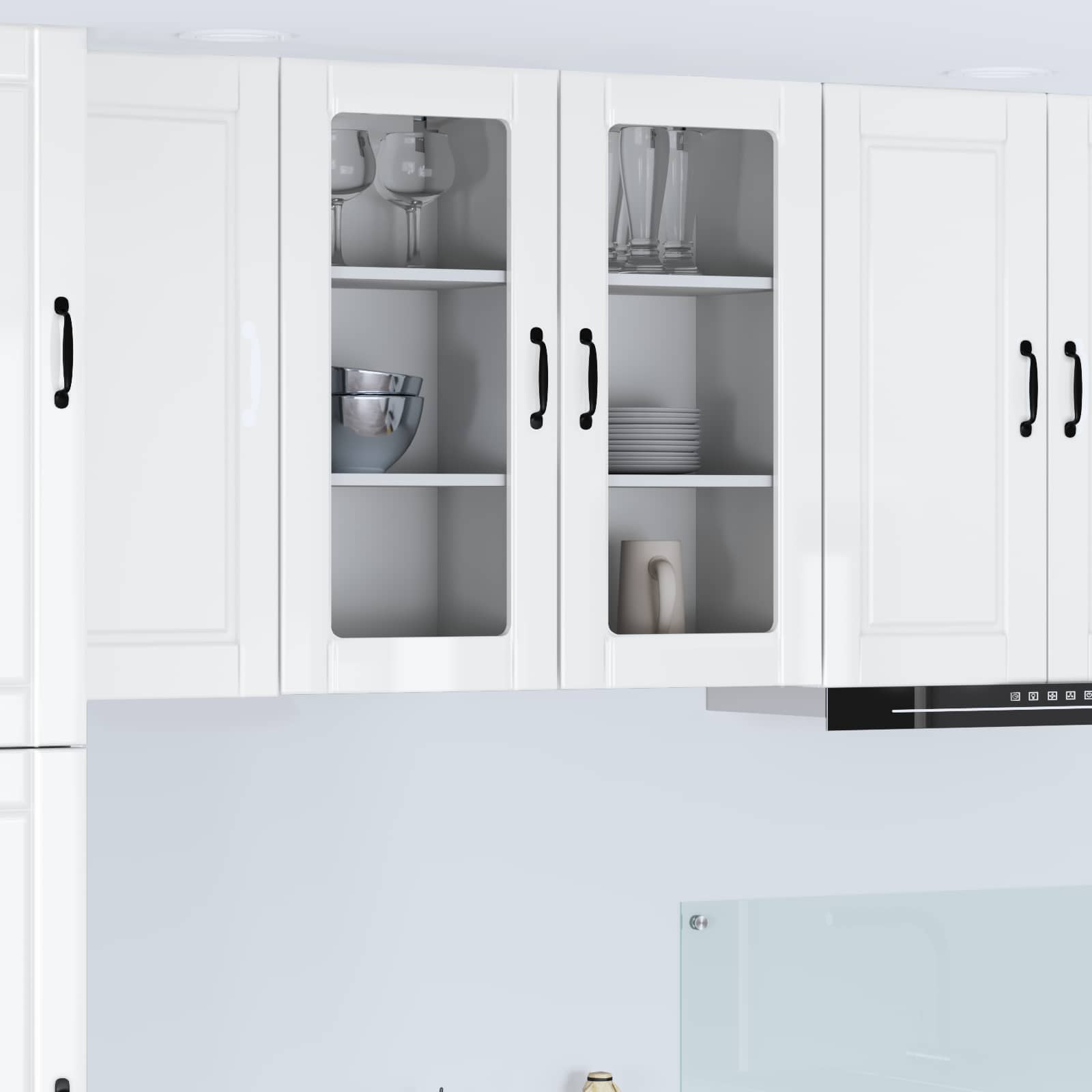 Mobile da cucina con porta 2 pz-Set di 2 Armadio da cucina Bianco Lucido 40 x 31 x 80 cm