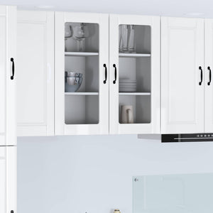 Mobile da cucina con porta 2 pz-Set di 2 Armadio da cucina Bianco Lucido 40 x 31 x 80 cm