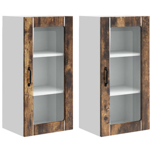 Mobile da cucina con porta 2 pz-Set di 2 Armadio da cucina Rovere fum¨¦ 40 x 31 x 80 cm