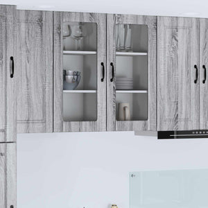 Mobile da cucina con porta 2 pz-Set di 2 Armadio da cucina Grigio Sonoma 40 x 31 x 80 cm