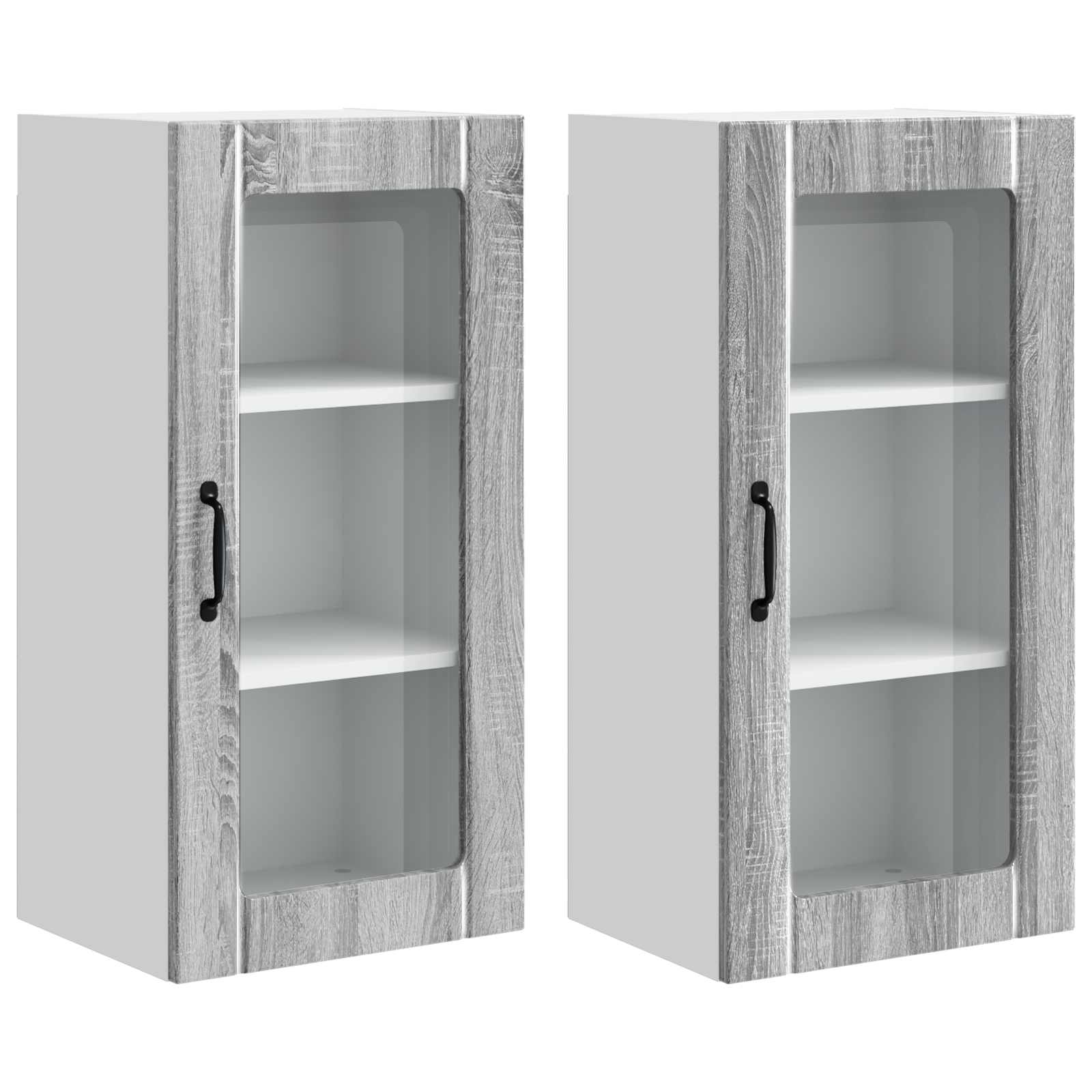 Mobile da cucina con porta 2 pz-Set di 2 Armadio da cucina Grigio Sonoma 40 x 31 x 80 cm