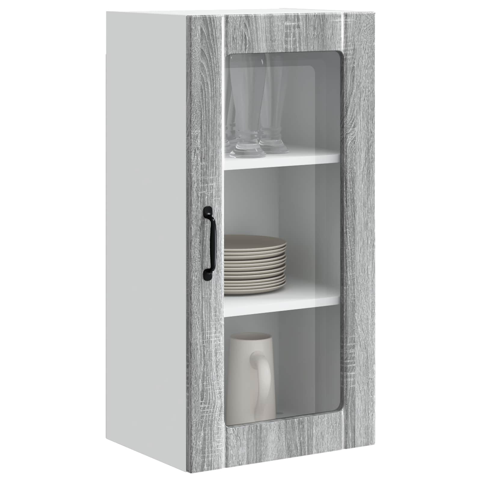 Mobile da cucina con porta 2 pz-Set di 2 Armadio da cucina Grigio Sonoma 40 x 31 x 80 cm