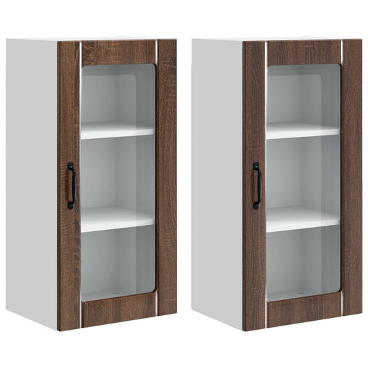 Mobile da cucina con porta 2 pz-Set di 2 Armadio da cucina Rovere Marrone 40 x 31 x 80 cm