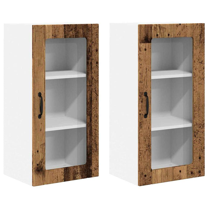 Mobile da cucina con porta 2 pz-Set di 2 Armadio da cucina Legno vecchio 40 x 31 x 80 cm