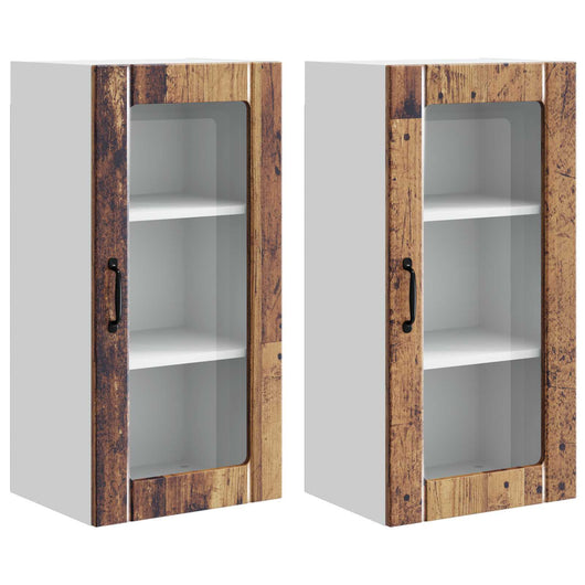 Mobile da cucina con porta 2 pz-Set di 2 Armadio da cucina Legno vecchio 40 x 31 x 80 cm