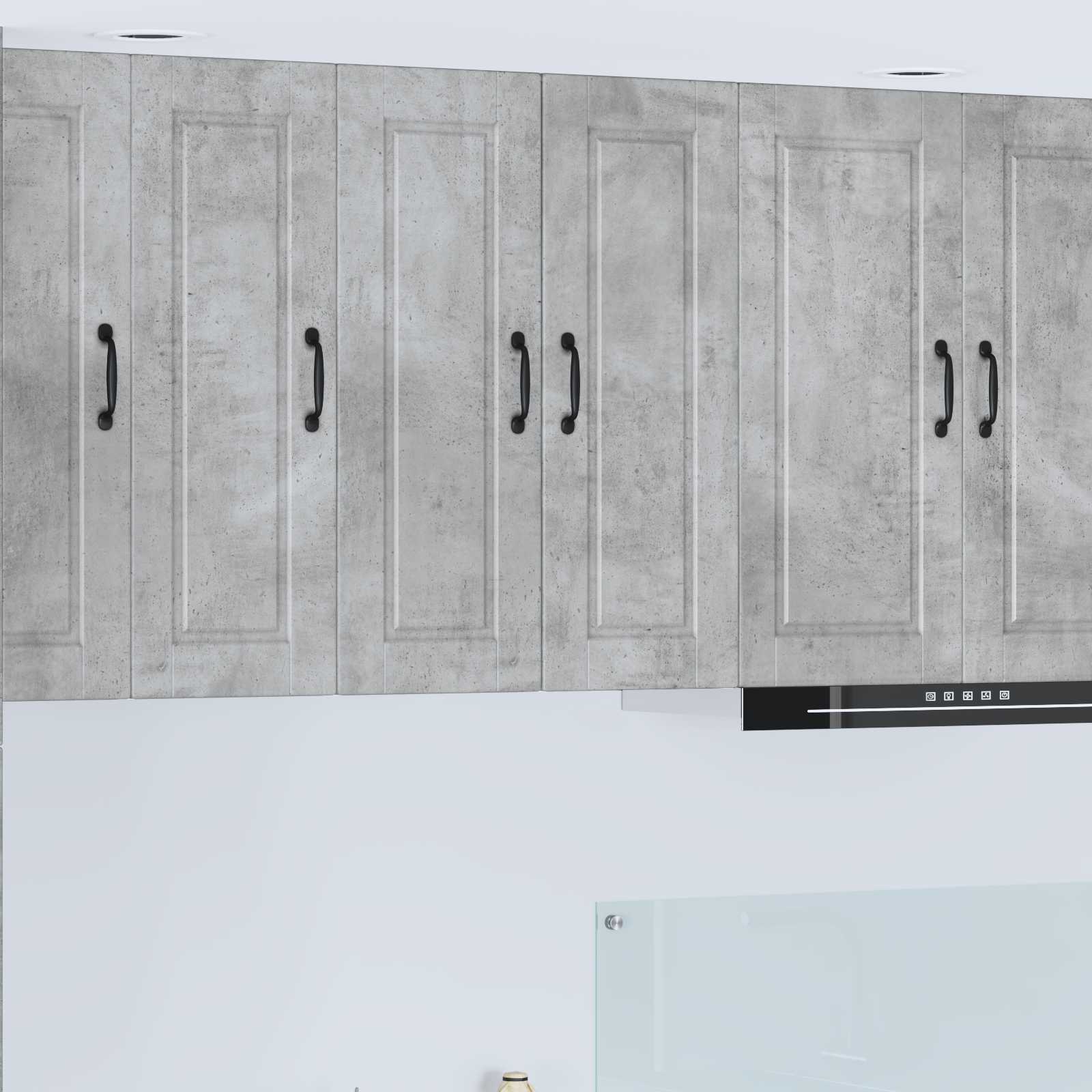 Mobile da cucina con porta 2 pz-Set di 2 Armadio da cucina Grigio cemento 30 x 31 x 80 cm