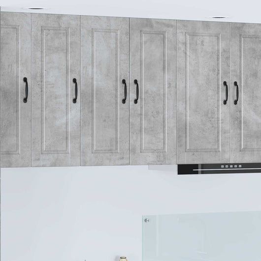 Mobile da cucina con porta 2 pz-Set di 2 Armadio da cucina Grigio cemento 30 x 31 x 80 cm