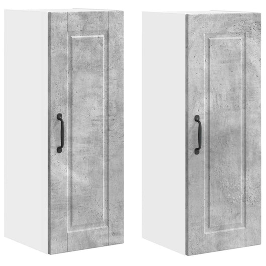 Mobile da cucina con porta 2 pz-Set di 2 Armadio da cucina Grigio cemento 30 x 31 x 80 cm