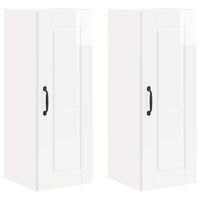 Mobile da cucina con porta 2 pz-Set di 2 Armadio da cucina Bianco Lucido 30 x 31 x 80 cm