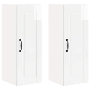 Mobile da cucina con porta 2 pz-Set di 2 Armadio da cucina Bianco Lucido 30 x 31 x 80 cm