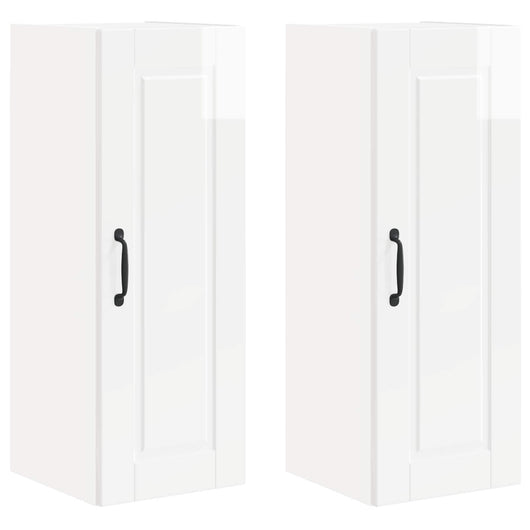 Mobile da cucina con porta 2 pz-Set di 2 Armadio da cucina Bianco Lucido 30 x 31 x 80 cm