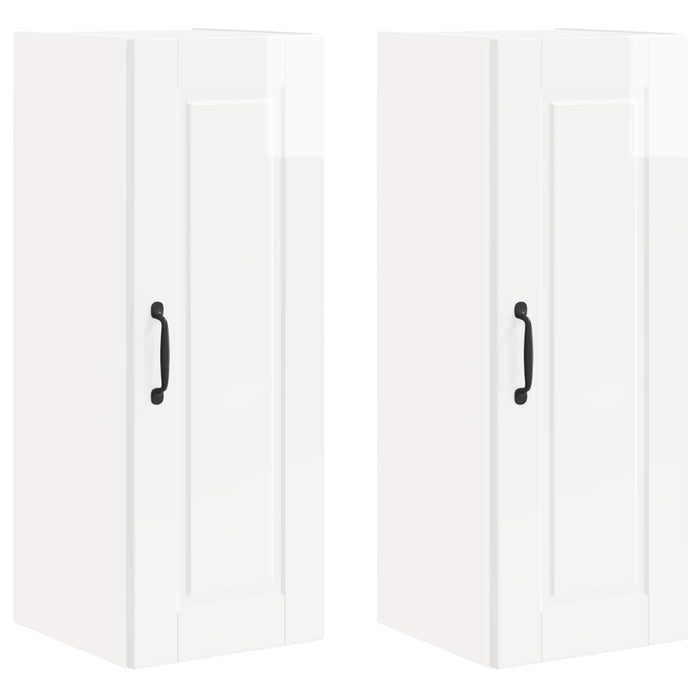 Mobile da cucina con porta 2 pz-Set di 2 Armadio da cucina Bianco Lucido 30 x 31 x 80 cm