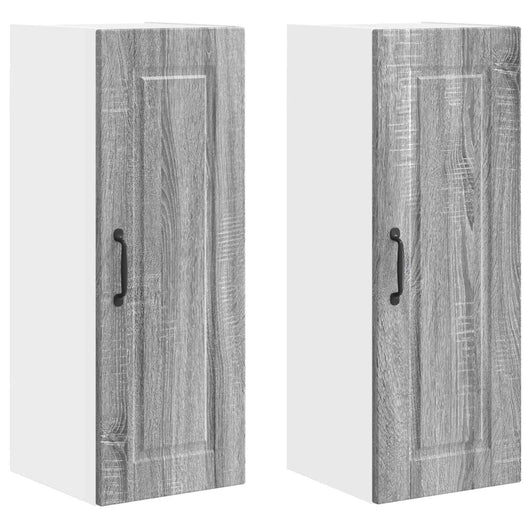 Mobile da cucina con porta 2 pz-Set di 2 Armadio da cucina Grigio Sonoma 30 x 31 x 80 cm