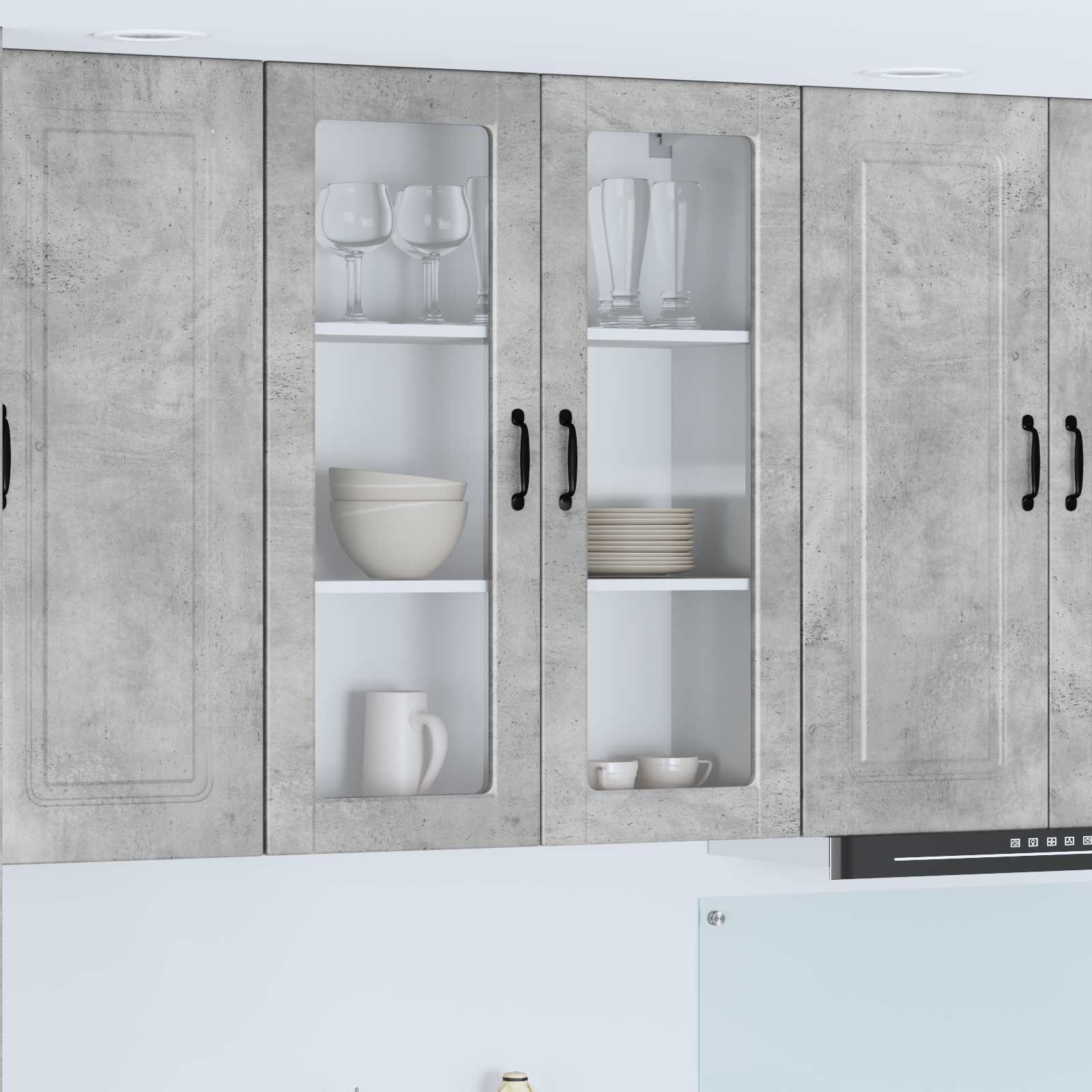 Pensile cucina con lo scaffale Grigio cemento 80 x 31 x 100 cm 885508
