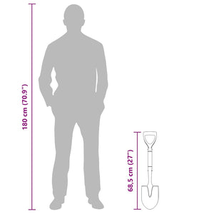 Pala Nero 68,5 cm Acciaio Rivestito e Legno Massiccio 42019412