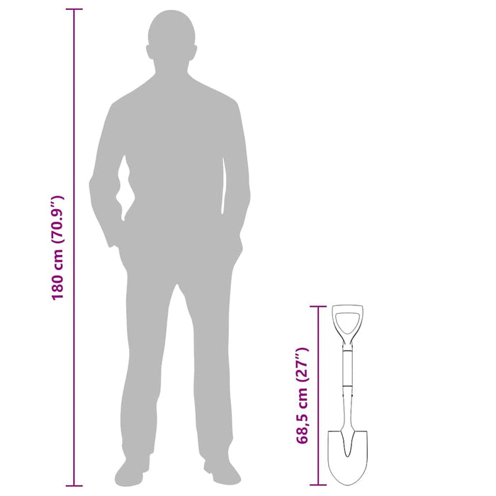 Pala Nero 68,5 cm Acciaio Rivestito e Legno Massiccio 42019412