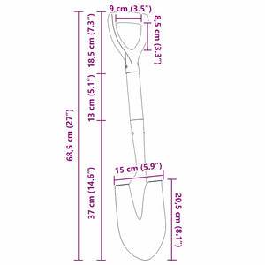 Pala Nero 68,5 cm Acciaio Rivestito e Legno Massiccio 42019412