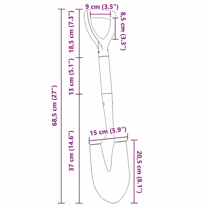 Pala Nero 68,5 cm Acciaio Rivestito e Legno Massiccio 42019412