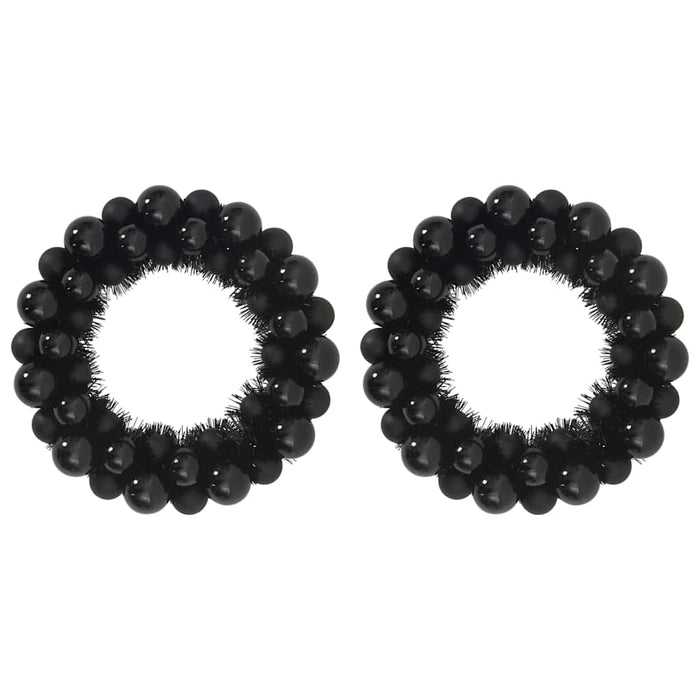 Corone di Palline di Natale 2 pz-Decorazioni natalizie Nero 33 x 33 x 7 cm