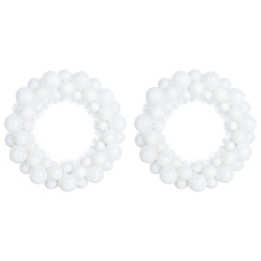 Corone di Palline di Natale 2 pz-Decorazioni natalizie Bianco 33 x 33 x 7 cm