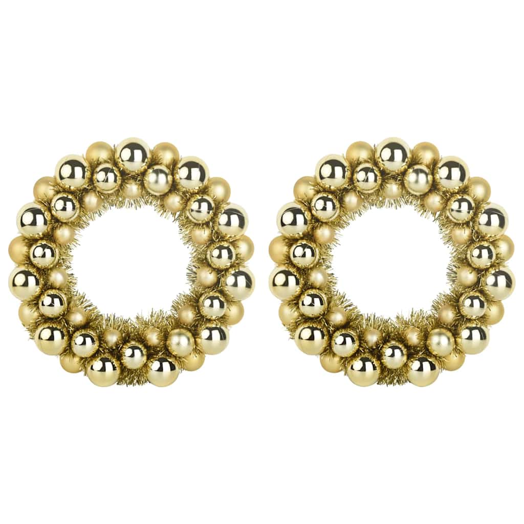 Corone di Palline di Natale 2 pz-Decorazioni natalizie Oro 33 x 33 x 7 cm