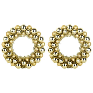 Corone di Palline di Natale 2 pz-Decorazioni natalizie Oro 33 x 33 x 7 cm