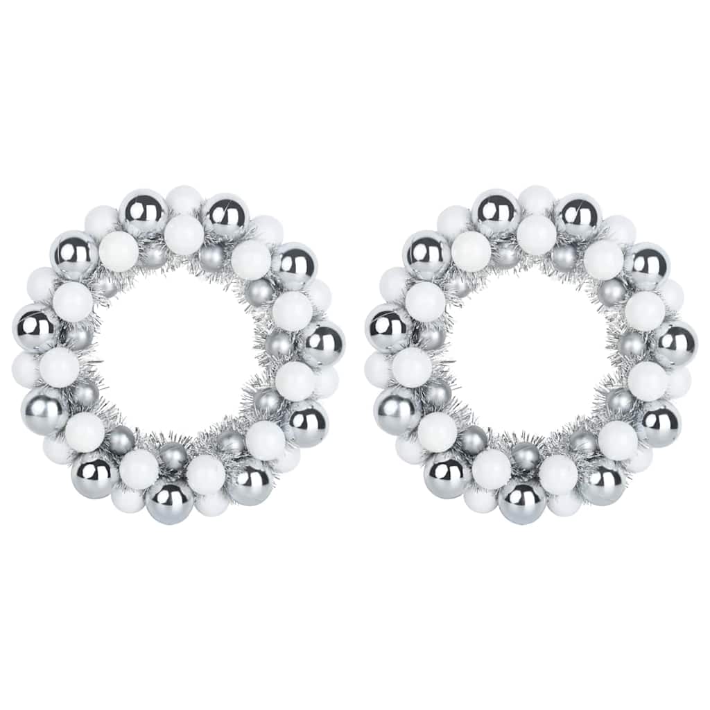 Corone di Palline di Natale 2 pcs Bianco e Argento 42019685