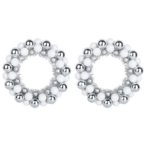 Corone di Palline di Natale 2 pcs Bianco e Argento 42019685