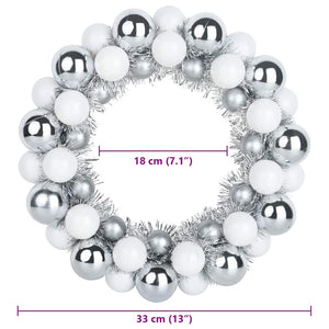 Corone di Palline di Natale 2 pcs Bianco e Argento 42019685