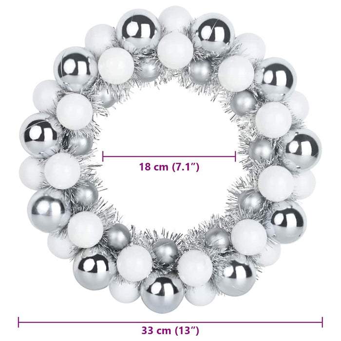Corone di Palline di Natale 2 pcs Bianco e Argento 42019685