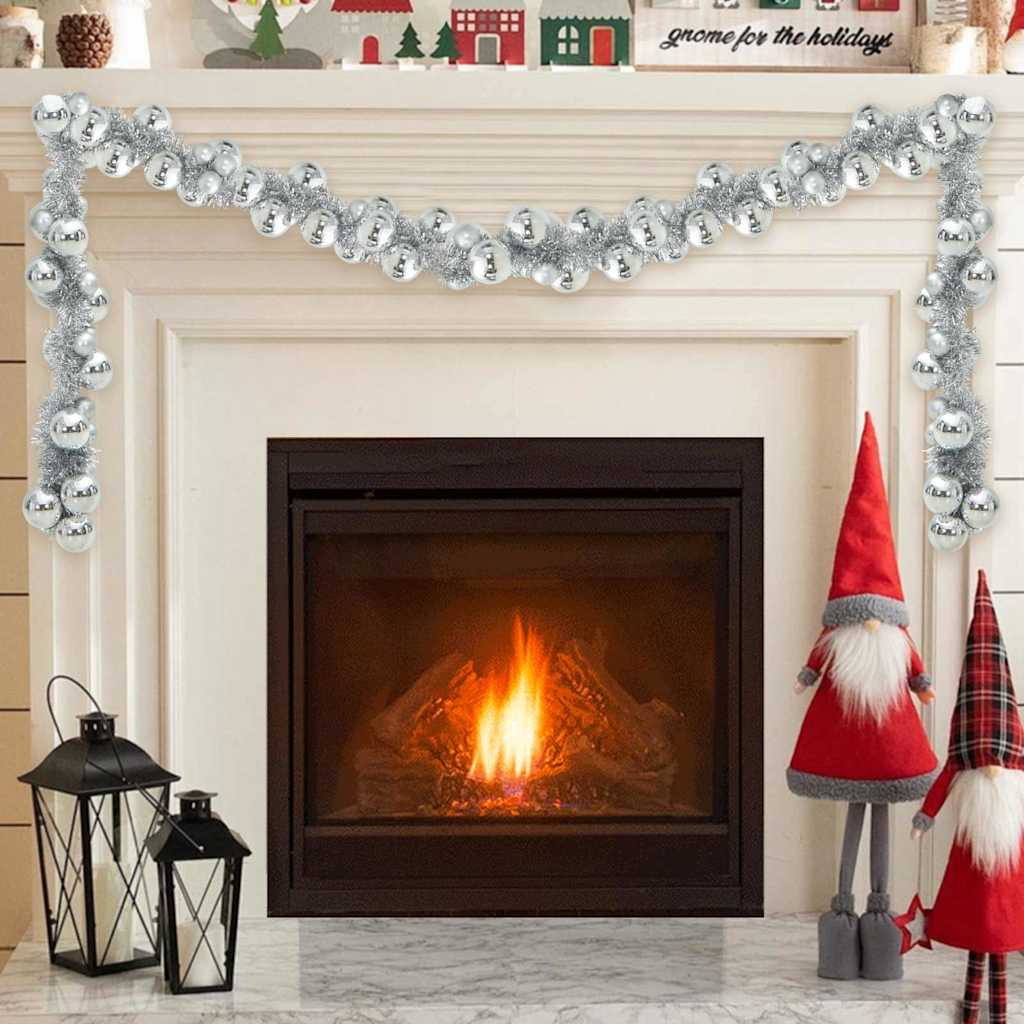 Ghirlanda di Palline di Natale Argento 186 cm Polistirolo 42019693