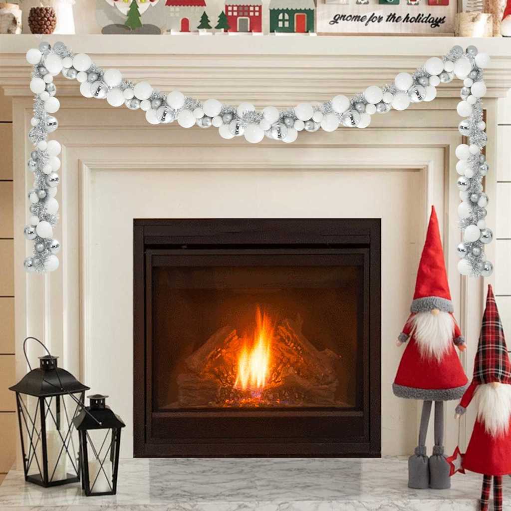 Ghirlanda di Palline di Natale Bianco e Argento 186 cm 42019696