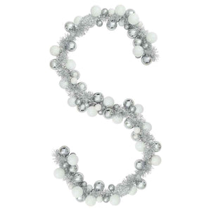 Ghirlanda di Palline di Natale-Decorazioni natalizie Bianco e Argento 186 cm