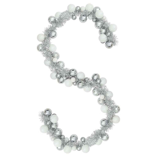 Ghirlanda di Palline di Natale-Decorazioni natalizie Bianco e Argento 186 cm