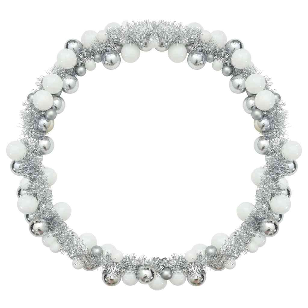 Ghirlanda di Palline di Natale-Decorazioni natalizie Bianco e Argento 186 cm