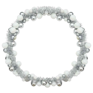 Ghirlanda di Palline di Natale-Decorazioni natalizie Bianco e Argento 186 cm