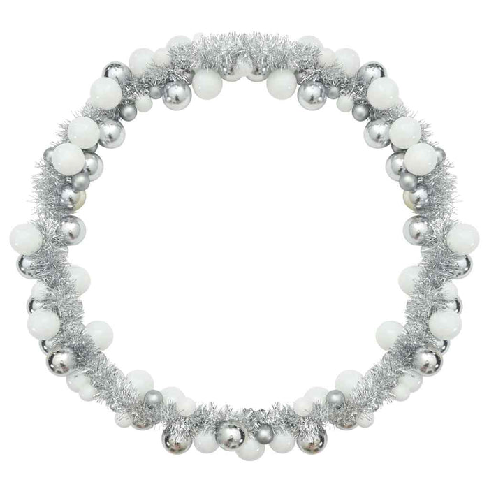 Ghirlanda di Palline di Natale-Decorazioni natalizie Bianco e Argento 186 cm