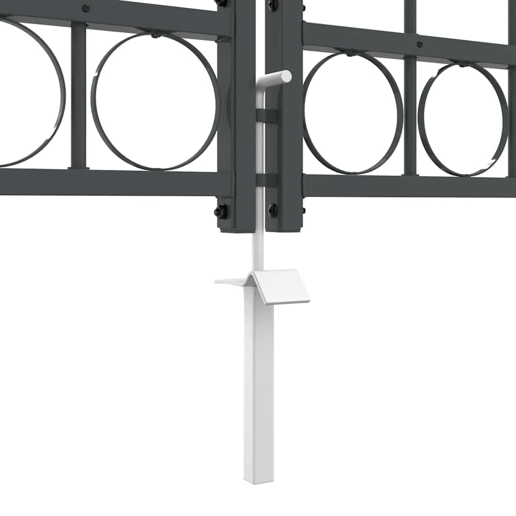 Cancello da Giardino con Parte Superiore Arcuata Grigio 42008954