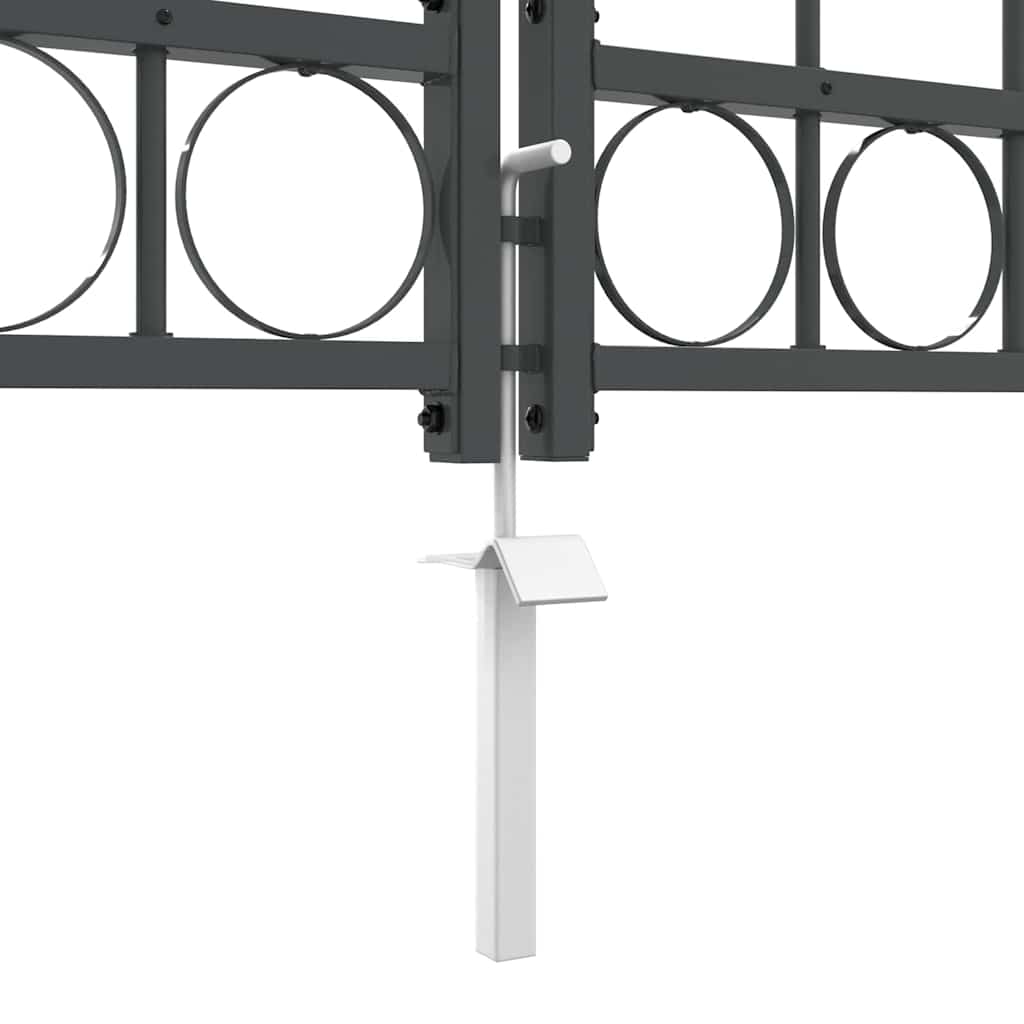 Cancello da Giardino con Parte Superiore Arcuata Grigio 42008955